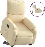 vidaXL Fotoliu electric rabatabil cu ridicare, crem, textil