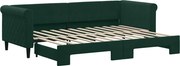vidaXL Pat de zi cu extensie, verde închis, 80x200 cm, catifea