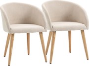 HOMCOM Set de 2 Scaune de Dining Stil Scandinav, Tapițate cu Material Textil, 55x56x74 cm, Bej | Aosom Romania