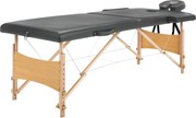 vidaXL Masă de masaj cu 2 zone, cadru din lemn, antracit, 186 x 68 cm