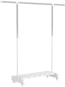 HOMCOM Uscător Vertical Extensibil cu Roți și Raft pentru Încălțăminte Alb | Aosom Romania