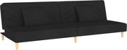 vidaXL Canapea extensibilă cu 2 locuri, 2 perne, negru, textil