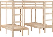 vidaXL Pat supraetajat triplu, 140x200/70x140 cm lemn pin