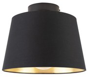 Plafoniera cu abajur din bumbac negru cu auriu 25 cm - Combi Black