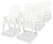 vidaXL Scaune de grădină rabatabile, 6 buc., alb, plastic