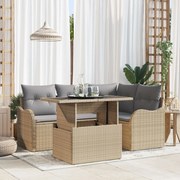 vidaXL Set de canapele pentru grădină cu pernă 5 pcs Bej Rattan poli