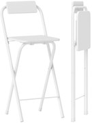 HOMCOM Set 2 Taburete de Bar Pliabile cu Spătar Suport pentru Picior și Cadru de Oțel pentru Sufragerie Bar Alb | Aosom Romania
