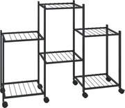 vidaXL Suport pentru flori cu roți, 83x25x63,5 cm, negru, fier