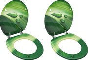vidaXL Scaune WC cu capac, 2 buc., MDF, verde, model stropi de apă