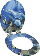 vidaXL Capac WC cu închidere silențioasă, MDF, design delfini