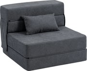 HOMCOM Fotoliu Pat Single Pliabil Modern, Fotoliu de Podea Compact Convertibil în Șezlong și Saltea, Pat pentru Living, Cameră de zi și Birou, 80x80x64 cm, Gri Închis | Aosom Romania
