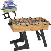 SPORTNOW Masă de Jocuri 13 în 1 Pliabilă cu Fotbal de Masă, Ping Pong, Hockey, Biliard, Șah și Altele, Nuc | Aosom Romania