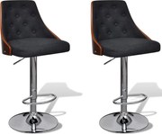 vidaXL Scaune de bar, 2 buc., lemn curbat și material textil