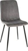 Scaun tapitat stofa catifelata ALAN, gri/negru, 45x39x91 cm