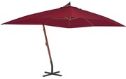vidaXL Umbrelă consolă de grădină cu stâlp din lemn, bordo, 400x300 cm