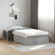 vidaXL Cadru de pat cu sertare, gri beton, 90x190 cm, lemn prelucrat