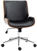 Vinsetto Scaun de birou Vintage, căptușit, din piele ecologică, lemn și oțel, 53x60x86-96 cm, negru și maro închis | Aosom Romania