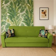 Canapea VERA extensibila, 3 locuri, lada de depozitare, stofa verde masliniu, 225x90x90 Verde masliniu, Stofa