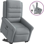 vidaXL Fotoliu rabatabil cu ridicare, gri deschis, material textil