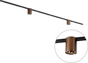 Sistem de iluminat pe șină modern negru cu 2 spoturi bronz închis monofazate - Iconic Rondoo Up