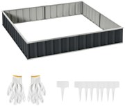 Outsunny Pat Modular Suprainălțat pentru Legume, Structură din Oțel Zincat, Ideal pentru Plante și Ierburi, 258x90x30 cm, Gri Inchis | Aosom Romania