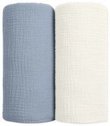 Set 2 paturi pentru bebelusi de vara din muselina dubla 100x100 cm Kidizi Blue, bumbac 100%