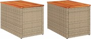 vidaXL Mese laterale de grădină 2 buc. bej 55x34x37cm lemn/poliratan