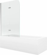 Mexen Vega cadă dreptunghiulară 160 x 70 cm cu mascare și paravan cu 2 uși 100 cm, transparent, crom - 550116070X9010020100