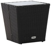 vidaXL Masă de ceai negru 41,5x41,5x43 cm poliratan sticlă securizată