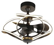 Ventilator de tavan de design negru cu telecomandă inclusiv LED - Kauv