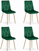 Set Scaune 4 Bucatarie/Dining Fido Picioare Finisaj Lemn, Catifea Verde