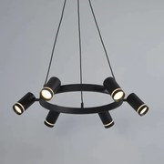 Lustra LED suspendata cu 6 spoturi directionabile, Laser negru