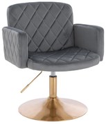 HR802N Scaun Grafit din Catifea cu Bază Aurie