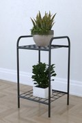 Etajera metal pentru flori 2 rafturi Decor Homs 33 x 60 x 31 cm, negru