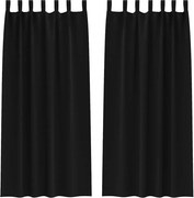 vidaXL Perdele Opaque cu Inel 2 pcs Negru 225 x 140 cm Poliester