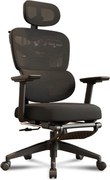 Scaun ergonomic, Sezut Translatie, Cotiere 6D, Tetiera 6D, Suport Lombar Adaptiv, Spătar reglabil inaltime, pivotant, suport picioare, sezut buretat, Negru