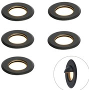 Set de 5 spoturi încastrate moderne negre, inclusiv LED IP67 - Linsey
