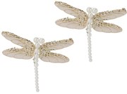 Set de decorațiuni de Crăciun Libelula, aurie,13x9x1,5cm, cu clemă, SET DE 2 BUCĂȚI