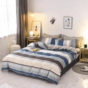 Lenjerie Pat Dublu, 4 Piese, Bumbac Satinat Superior - Dungi