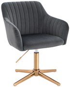 HR190CROSS Scaun Grafit din Catifea cu Bază Aurie