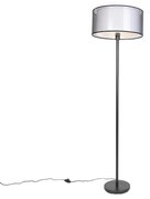 Lampa de podea de design neagra cu abajur alb-negru 47 cm - Simplo
