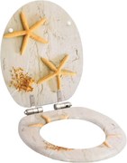 vidaXL Capac WC cu închidere silențioasă, MDF, design stea de mare