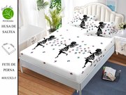 Husa de pat cu elastic 180x200 din Bumbac Finet + 2 Fete de Perna - Zana