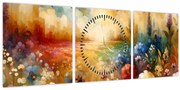 Tablou - Pajiște colorată (cu ceas) (90x30 cm)