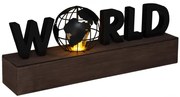 Lampa World, lemn, metal, veioza, 38 x 10 x H15.5 cm