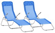 vidaXL Șezlonguri plajă pliabile 2 buc. albastru aluminiu &amp; textilenă
