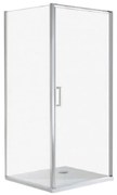 Cabină de duș Quadrum pătrată cu o singură ușă, cu strat de acoperire Easy Clean, fără cădiță de duș