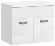 Kleankin Dulap de Baie Suspendat cu Chiuvetă, Dulap cu 2 Uși cu Chiuvetă și Balamale Amortizate, 61x40x50 cm, Alb Lucios | Aosom Romania