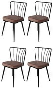 Set de scaune de sufragerie Yildiz Light Brown andBlack, 4 buc., 4 buc