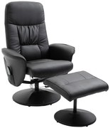 HOMCOM Fotoliu Relaxant cu Suport pentru Picioare, Reclinabil 145° cu Șezut Rotativ, cu 10 Puncte de Masaj, Negru | Aosom Romania